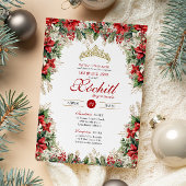 Rood witgoud Vakantie Bloemen Winter Quinceañera Kaart