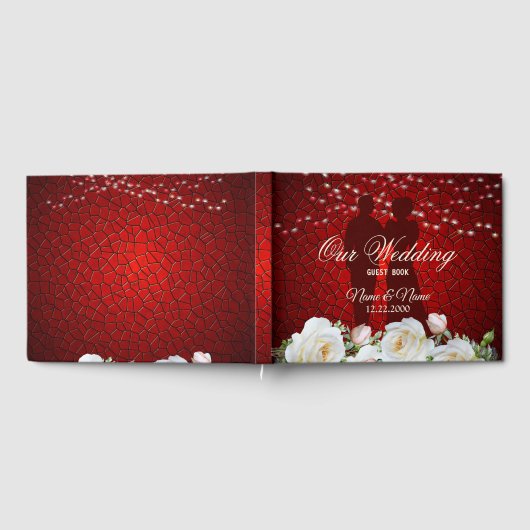 Rood-without van de bruiloft Modern Elegant Gastenboek (Volledig)