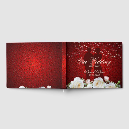 Rood-without van de bruiloft Modern Elegant Gastenboek (Volledig)