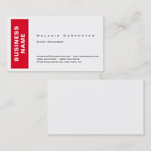 Rood-witminimalistisch modern visitekaartje (Voorkant / Achterkant)