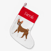 Rood Witte Basenji Gepersonaliseerd Kleine Kerstsok (Voorkant (Hangend))