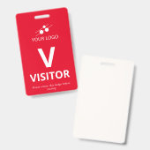 Rood Witte Bezoekersbadge met Logo Badge (Voor- en achterkant)