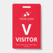 Rood Witte Bezoekersbadge met Logo Badge (Voorzijde)