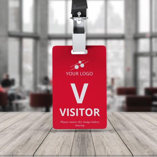 Rood Witte Bezoekersbadge met Logo Badge