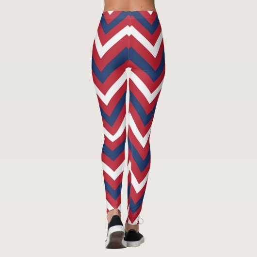 Rood, witte blauwe Chevron Leggings (Achterkant)