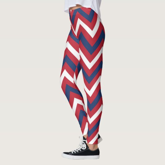 Rood, witte blauwe Chevron Leggings (Links)
