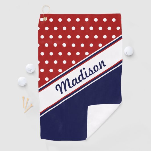Rood-witte blauwe poly-monogram vrouwen golfhanddoek (Insitu)