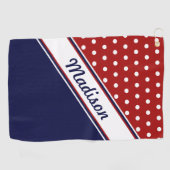 Rood-witte blauwe poly-monogram vrouwen golfhanddoek (Horizontaal)