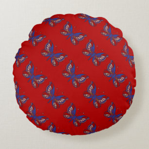 Rood witte blauwe vlinder Ronde Pijl Rond Kussen