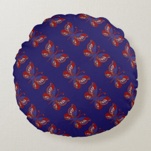 Rood-witte blauwe vlinderblauw-ronde-loods rond kussen