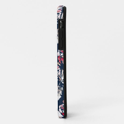 Rood, witte bloemen op blauw. Case-Mate iPhone case (Achterkant/links)