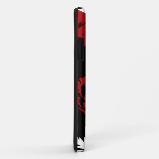 Rood, witte bloemen op zwart Case-Mate iPhone case (Achterkant/rechts)