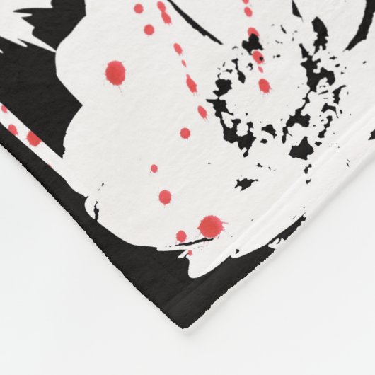 Rood, witte bloemen op zwart fleece deken (Hoek)
