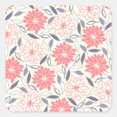Rood-witte bloemen vierkant ticker vierkante sticker (Voorkant)