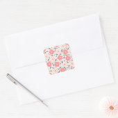 Rood-witte bloemen vierkant ticker vierkante sticker