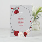 Rood & Witte Bloemen Zitkaart Tafelnummer (Staand voorkant)