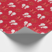 Rood & Witte Bogen Moderne Kerstvakantie Cadeaupapier (Hoek)