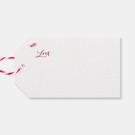 Rood witte boog foto script Kerstmis Cadeaulabel (Achterkant Horizontaal)