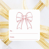 Rood witte boog met de hand getekend moderne Kerst Vierkante Sticker