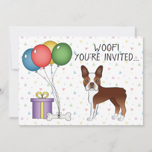 Rood-Witte Boston Terrier Cute Hond - Verjaardag Kaart
