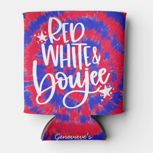 Rood Witte Boujee 4 juli Tie Dye Bachelorette Blikjeskoeler (Voorkant)