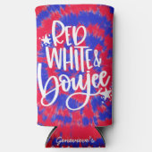 Rood Witte Boujee 4 juli Tie Dye Bachelorette Seltzer Blikjeskoeler (Voorkant)