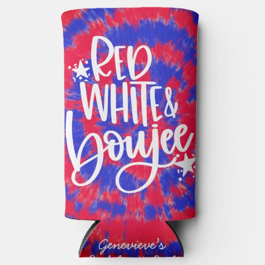 Rood Witte Boujee 4 juli Tie Dye Bachelorette Seltzer Blikjeskoeler (Voorkant)