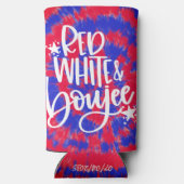 Rood Witte Boujee 4 juli Tie Dye Jonggezellen uits Seltzer Blikjeskoeler (Achterkant)