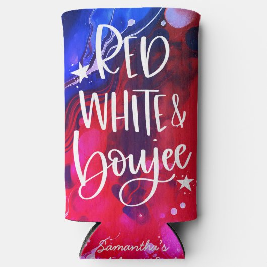 Rood Witte Boujee | 4 juli vrijgezellenfeest Seltzer Blikjeskoeler (Voorkant)