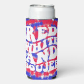 Rood Witte Boujee Amerika Tie Dye Bachelorette Seltzer Blikjeskoeler (Seltzer Achterkant)