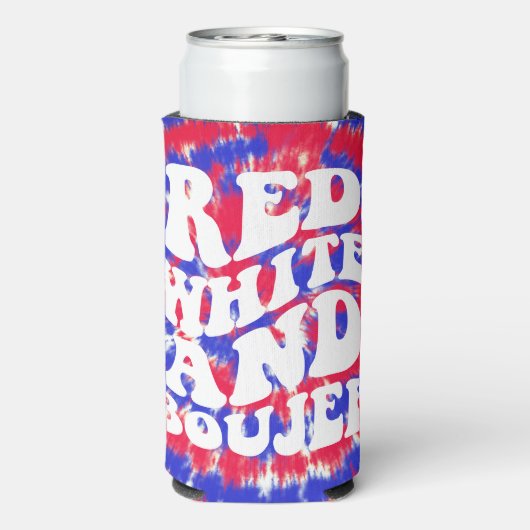 Rood Witte Boujee Amerika Tie Dye Bachelorette Seltzer Blikjeskoeler (Seltzer Achterkant)