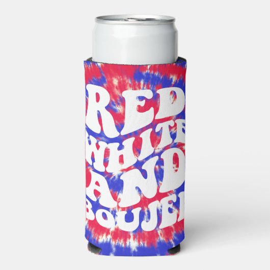 Rood Witte Boujee Amerika Tie Dye Bachelorette Seltzer Blikjeskoeler (Seltzer Voorkant)