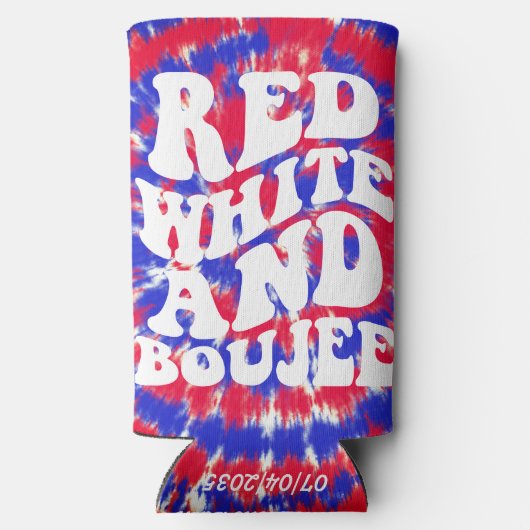Rood Witte Boujee Amerika Tie Dye Bachelorette Seltzer Blikjeskoeler (Achterkant)