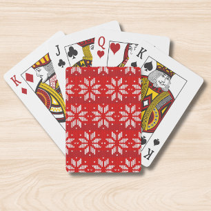 Rood Witte Brei Sneeuwvlok Kerstpatroon Pokerkaarten