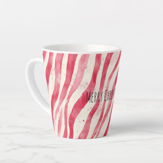 Rood Witte Candy Cane Strepen Kerstmis Latte Mok (Linkerhoek)