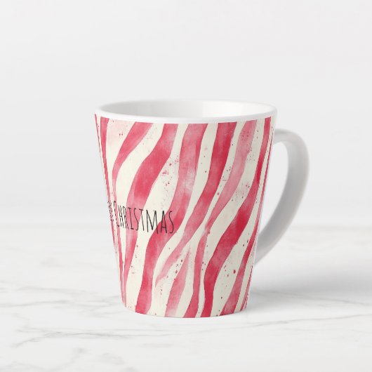 Rood Witte Candy Cane Strepen Kerstmis Latte Mok (Rechterhoek)