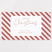 Rood & Witte Candy Cane Strepen Prettig Kerstfeest Labels (Design 2)
