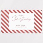 Rood & Witte Candy Cane Strepen Prettig Kerstfeest Labels (Design 1)