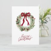 Rood-witte cheque kerstcadeaufoto feestdagenkaart (Staand voorkant)