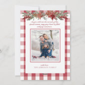 Rood-witte cheque kerstcadeaufoto feestdagenkaart (Achterkant)