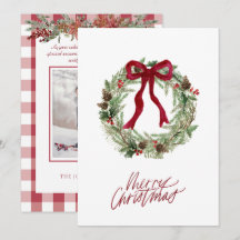 Rood-witte cheque kerstcadeaufoto