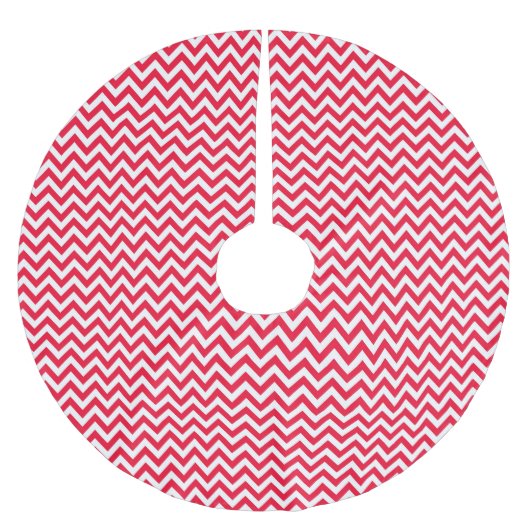 Rood & Witte Chevron - Kerstboom Vloerkleed Rok (Voorkant)