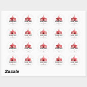Rood & Witte Circustent Rode Ster Verjaardagsfeest Ronde Sticker (Vel)