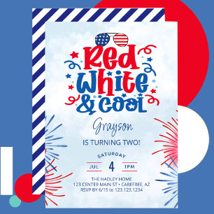 Rood Witte & Coole Verjaardagsfeestje Kaart