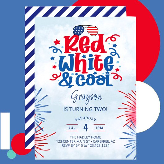 Rood Witte & Coole Verjaardagsfeestje Kaart