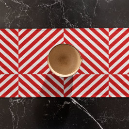 Rood-witte diagonale strepen korte tafelloper