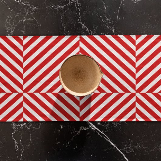 Rood-witte diagonale strepen korte tafelloper