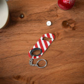 Rood-witte diagonale strepen mini flessenopener
