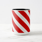 Rood-witte diagonale strepen tweekleurige koffiemok (Center)