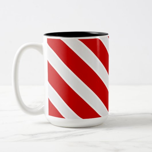 Rood-witte diagonale strepen tweekleurige koffiemok (Links)